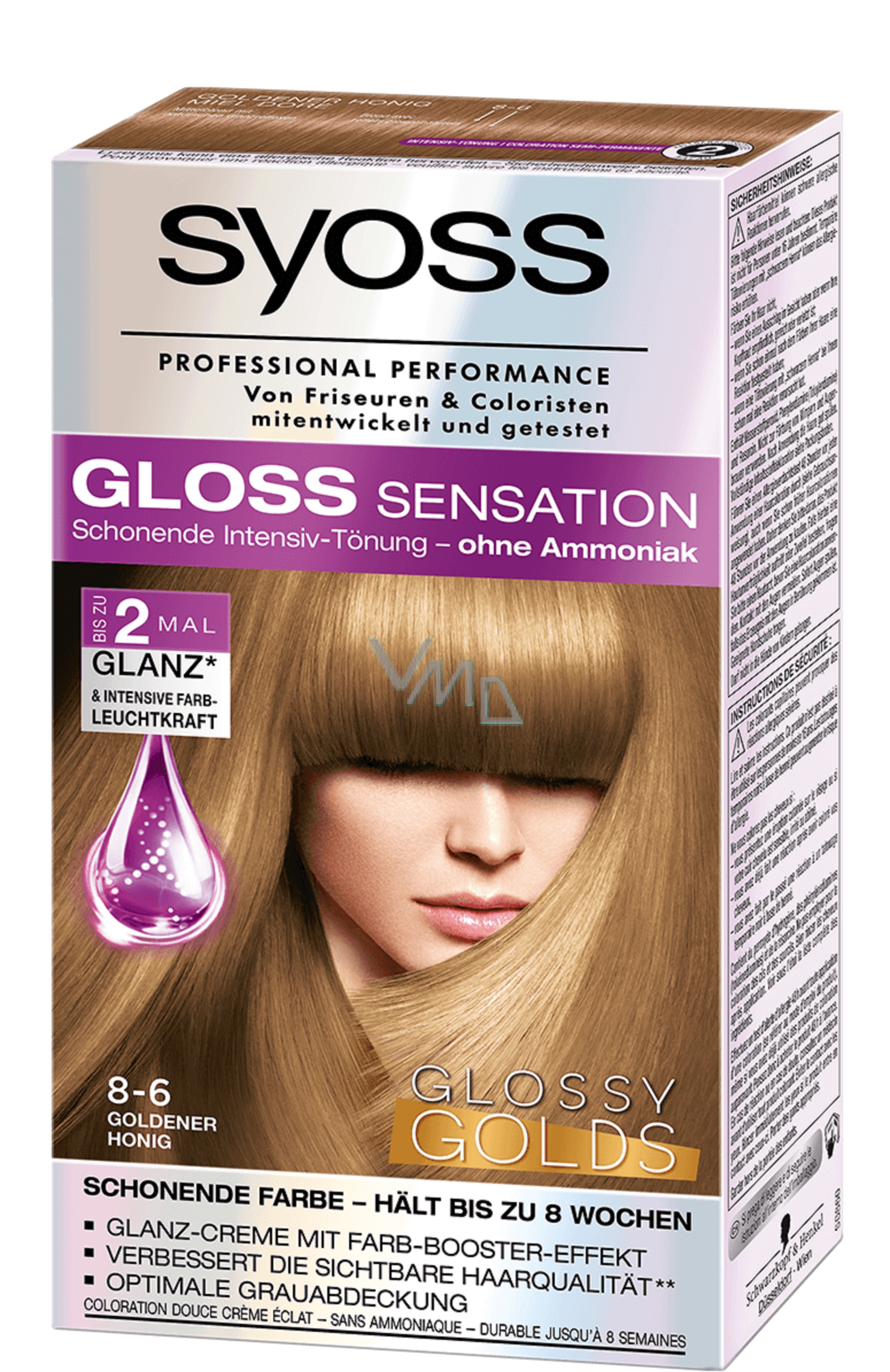 Syoss Gloss Sensation Setrna Barva Na Vlasy Bez Amoniaku 8 6 Medove Zlaty 115 Ml Vmd Drogerie A Parfumerie