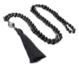 108 Mala Obsidian náhrdelník kosočtverec 6mm meditační šperky přírodní kámen vázaný