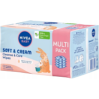 Nivea Baby Soft & Cream čistící a pečující vlhčené ubrousky 4 x 57 ks