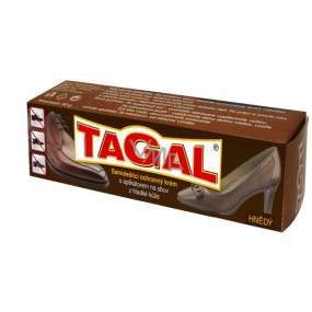 Tagal Hnědý samolešticí ochranný krém s aplikátorem na koženou obuv 50 g