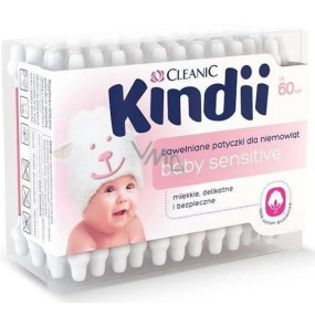 Cleanic Kindii Baby Sensitive bavlněné tyčinky pro děti 60 kusů