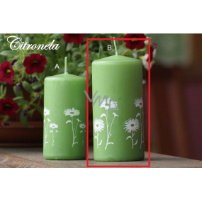 Lima Citronela repelentní svíčka proti komárům vonná s motivem květin zelená listová válec 60 x 120 mm 1 kus