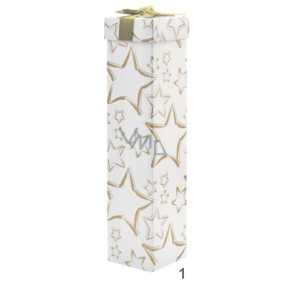Anděl krabička skládací na lahev vánoční bílá zlaté hvězdy 34 x 8 x 8 cm