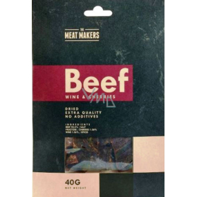Meat Makers Beef Jerky Wine & Cherries tenké plátky hovězí kýty konzervované sušením 40 g
