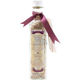 Bohemia Gifts Lavendule s extraktem z bylin koupelová uklidňující sůl s filtračním sáčkem 260 g skleněný obal