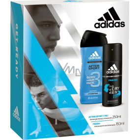 Adidas After Sport Fresh 3v1 sprchový gel pro muže 250 ml + Fresh antiperspirant deodorant sprej 150 ml, kosmetická sada