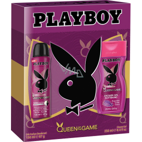 Playboy Queen of The Game deodorant sprej pro ženy 150 ml + sprchový gel 250 ml, kosmetická sada