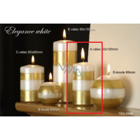 Lima Elegance White svíčka zlatá válec 50 x 100 mm 1 kus