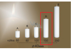 Lima Gastro hladká svíčka bílá válec 40 x 150 mm 1 kus