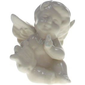 Anděl porcelánový s harfou 8 cm