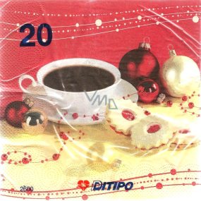 Ditipo Papírové ubrousky 3 vrstvé 33 x 33 cm 20 kusů Vánoční Káva a baňky