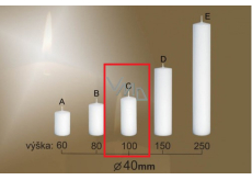 Lima Gastro hladká svíčka bílá válec 40 x 100 mm 1 kus