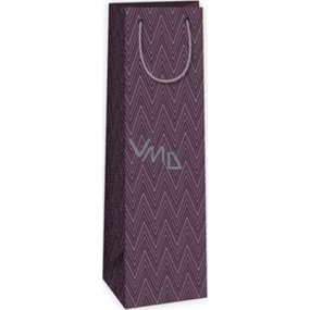 Ditipo Dárková papírová taška na láhev 12,3 x 7,8 x 36,2 cm fialová geometrický vzor STD