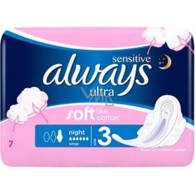 Always Sensitive Ultra Night hygienické vložky s křidélky 7 kusů