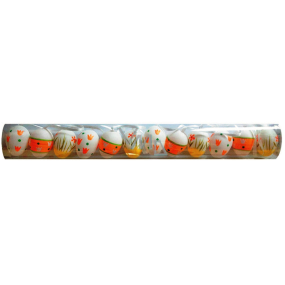 Vajíčka plastová oranžovozelené na zavěšení 4 cm 12 kusů v tubě
