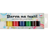 Kreativ Colour Barvy na textil - světlý materiál, klasik sada 7 barev 20 g + 2 šablony 6,5 x 2 cm