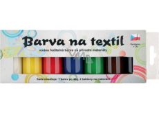 Kreativ Colour Barvy na textil - světlý materiál, klasik sada 7 barev 20 g + 2 šablony 6,5 x 2 cm