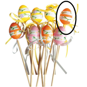 Vajíčko plastové oranžové, kytičky zápich 4 cm + špejle