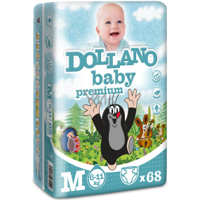 Dollano Baby Krtečkovy plenky Premium M 6-11 kg plenkové kalhotky 68 kusů