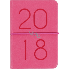 Albi Diář 2018 mini Růžový s gumičkou 7,5 cm × 11 cm × 1,1 cm