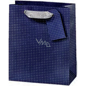 BSB Luxusní dárková papírová taška 14,5 x 15 x 6 cm Tmavě modrá s puntíky LDT 374-CD