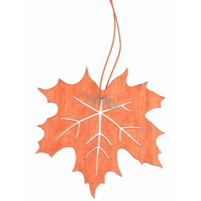 List dřevěný oranžový na zavěšení 10 cm