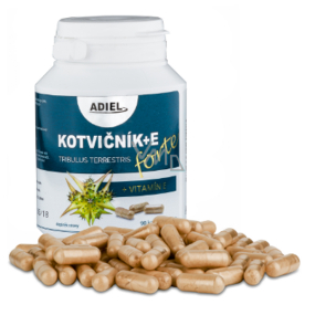 Adiel Forte Kotvičník zemní s vitamínem E podporuje tvorbu spermií a růst hladiny testosteronu i estradiolu u žen 90 cps.