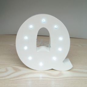 Nekupto Dřevěné LED písmeno Q dekorace 16 cm