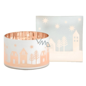 Yankee Candle Winter Village stínítko velké + talíř velký na střední a velkou vonnou svíčku Classic stínohra 10 x 15 cm (stínítko) 15 x 15 cm (talíř)