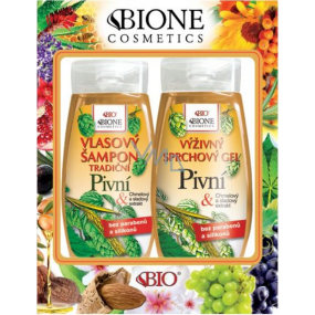 Bione Cosmetics Pivní šampon na vlasy 260 ml + sprchový gel 250 ml, dárková sada
