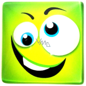 Nekupto Magnet Emoji Smajlík čtvereček zelený, bílé oči 4 x 4 cm