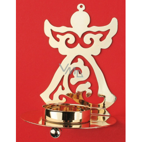 Svícen kovový anděl na čajovou svíčku zlatý, 11 cm