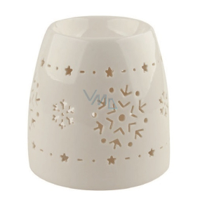 Aromalampa porcelánová bílá s vločkami 11 cm