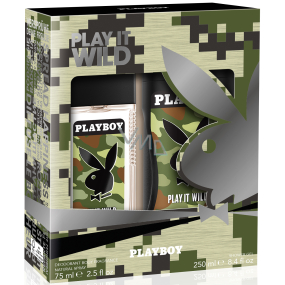Playboy Play It Wild for Him parfémovaný deodorant sklo 75 ml + sprchový gel 250 ml, kosmetická sada