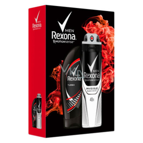 Rexona Men Turbo sprchový gel na tělo i vlasy 250 ml + Motionsense Invisible Black+White antiperspirant deodorant sprej 150 ml, kosmetická sada