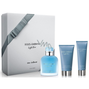 Dolce & Gabbana Light Blue Eau Intense Pour Homme parfémovaná voda pro muže 100 ml + sprchový gel 50 ml + balzám po holení 75 ml, dárková sada