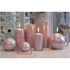 Lima Galaxy svíčka růžová koule 60 mm 1 kus