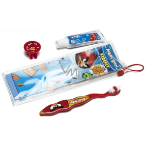 Angry Birds Měkký kartáček na zuby s krytkou + zubní pasta 24 g + pouzdro, pro děti cestovní sada
