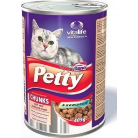 Petty Chunks telecí a jehněčí kompletní krmivo pro kočky 405 g