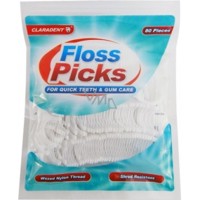 Claradent Floss Picks dentální voskovaná nit 80 kusů
