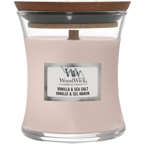 WoodWick Vanilla & Sea Salt - Vanilka a mořská sůl vonná svíčka s dřevěným knotem a víčkem sklo malá 85 g