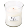 WoodWick White Tea & Jasmine - Bílý čaj a Jasmín vonná svíčka s dřevěným knotem a víčkem sklo malá 85 g
