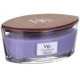 WoodWick Lavender Spa - Levandulové lázně vonná svíčka s dřevěným širokým knotem a víčkem sklo loď 453 g
