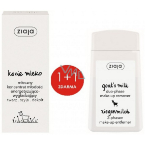 Ziaja Kozí mléko vyhlazující pleťové sérum 50 ml + Kozí mléko dvoufázový odličovač očí a rtů 120 ml, duopack