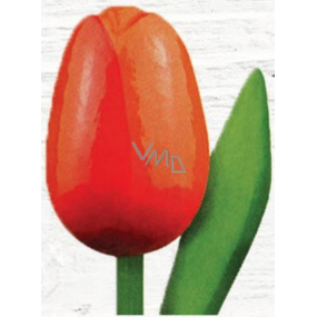Bohemia Gifts Dřevěný tulipán oranžovo-červený 20 cm