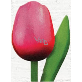 Bohemia Gifts Dřevěný tulipán růžovo-červený 20 cm