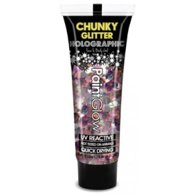 Diva & Nice Chunky Glitter Holographic UV ozdobný gel na tělo a obličej Carnival Chaos - fialový mix 13 ml