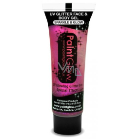 Diva & Nice Chunky Sparkle & Glow UV Glitter ozdobný gel na tělo a obličej Candy Pink - růžovo fialový 10 ml