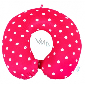Albi Cestovní polštář růžový s puntíky 35 cm × 33 cm × 11 cm