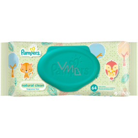 Pampers Natural Clean s heřmánkem vlhčené ubrousky pro velmi citlivou pokožku pro děti 64 kusů, neparfémované